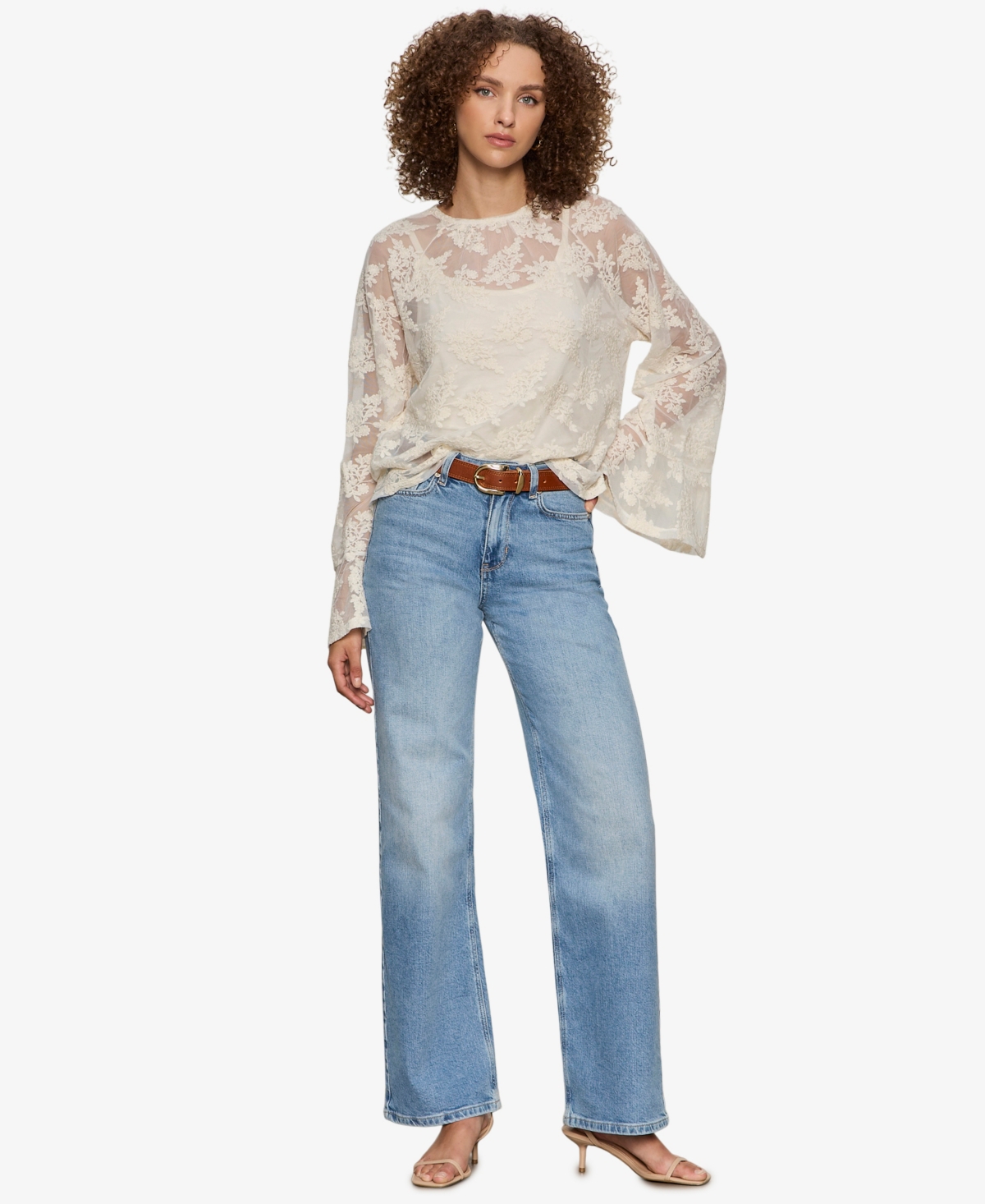 Sanctuary Women's Boho Lace Crew Neck Top