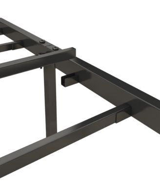 Full Size Bed Frame with Charging Station Upholstered Headboard Metal Platform Grey