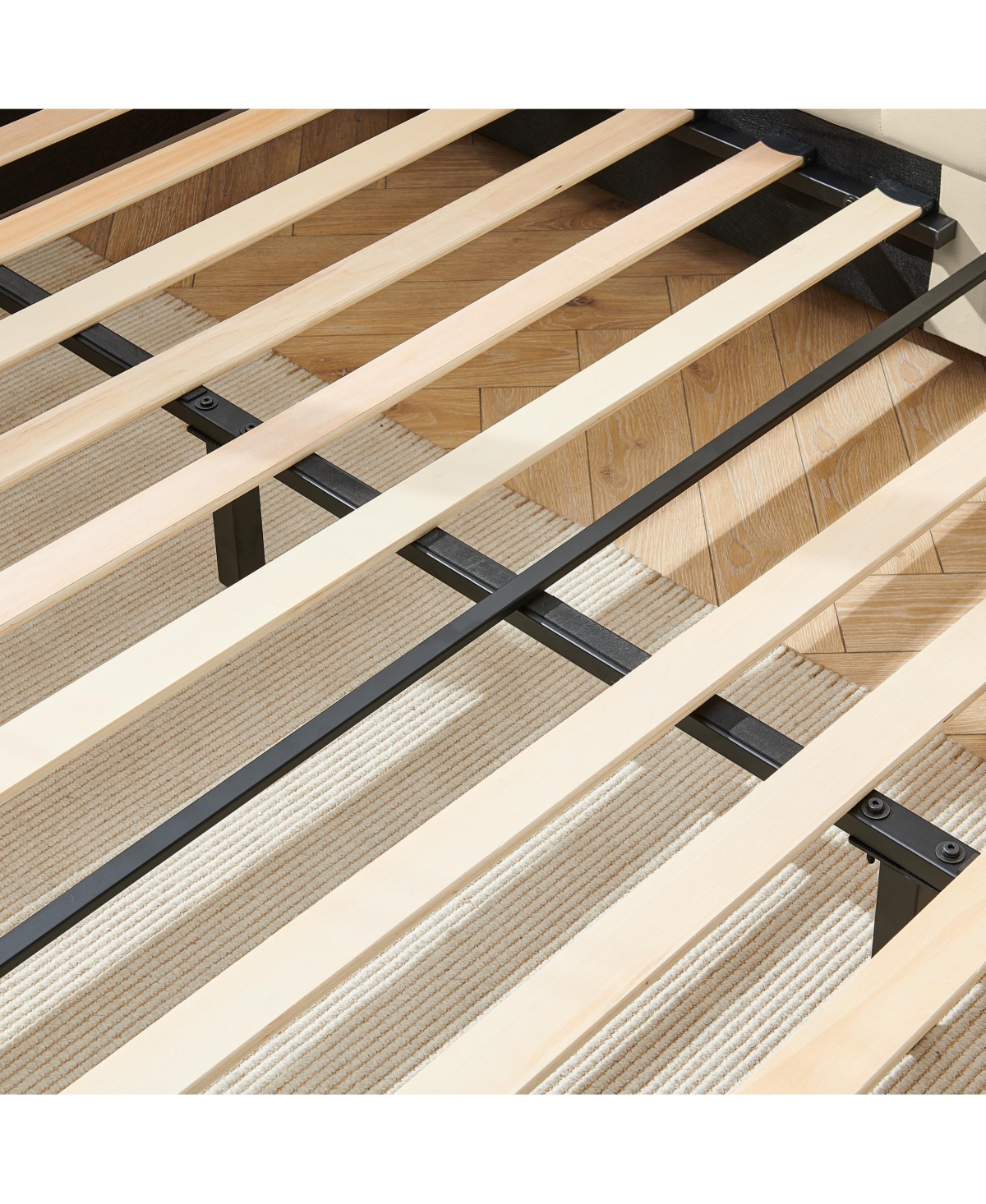 Lovmor Full Size Upholstered Tufted Bed Frame Sofa Bed Frame with Comfortable Backrest and Armrests Full Size Bed Velvet-Beige