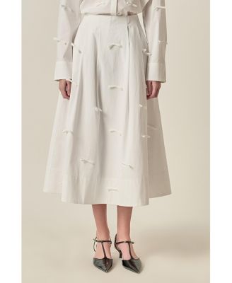 Women's Bow Detailed Poplin midi skirt