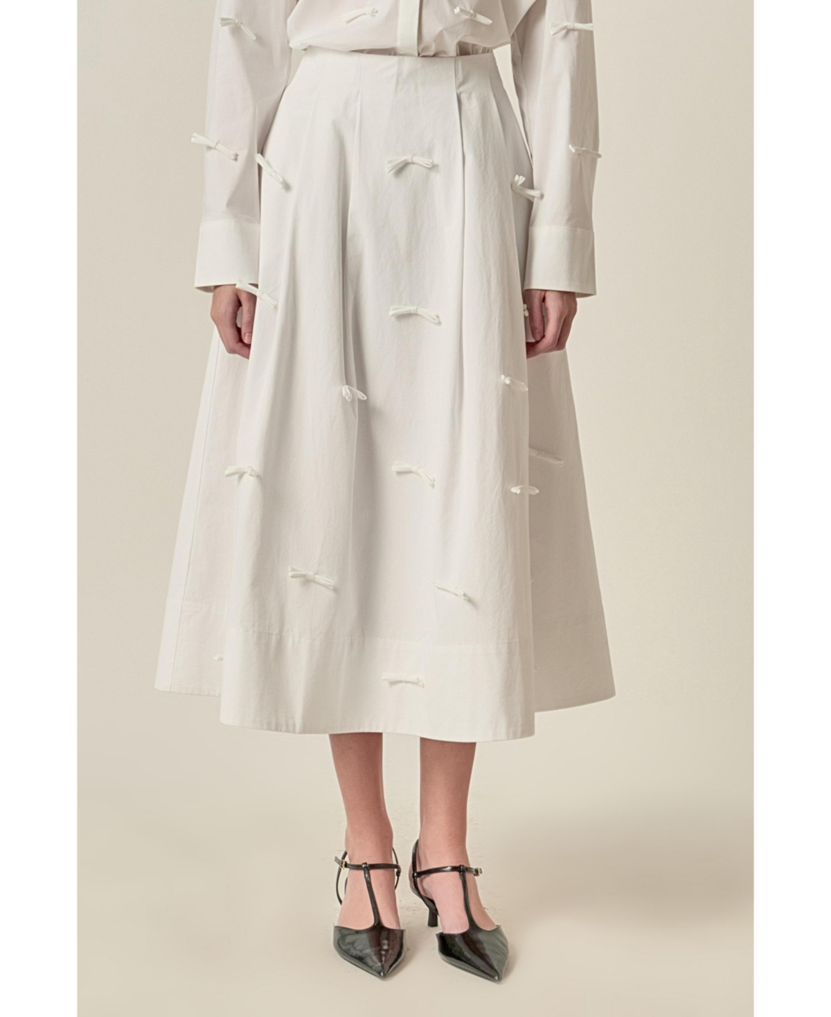 English Factory Women's Bow Detailed Poplin midi skirt
