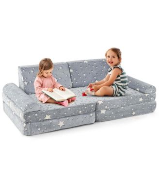 8 PCS Modular Kids Play Couch with Handles Machine Washable Covers for Building Fort