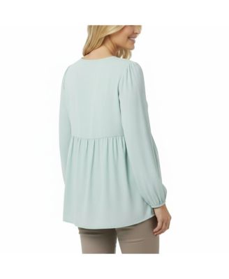 Maternity Motherhood Long Sleeve Empire Waist Keyhole Woven Blouse