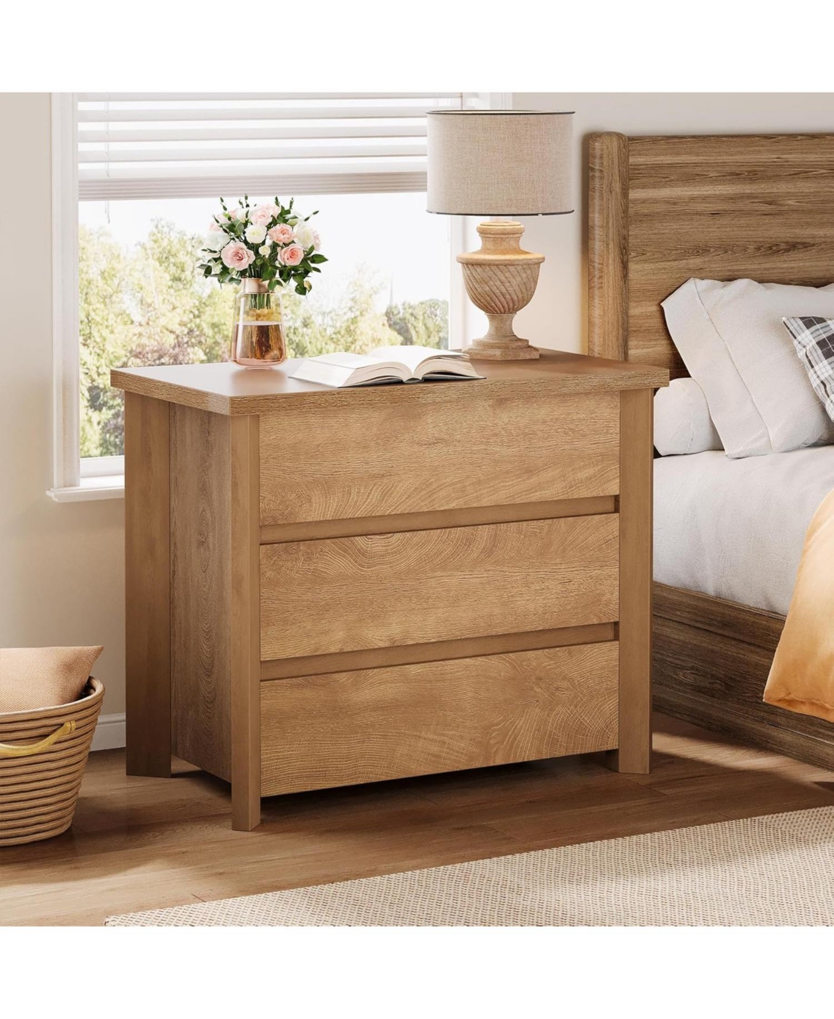 Tribesigns Nightstand with 3 Drawers, Easy Assembly