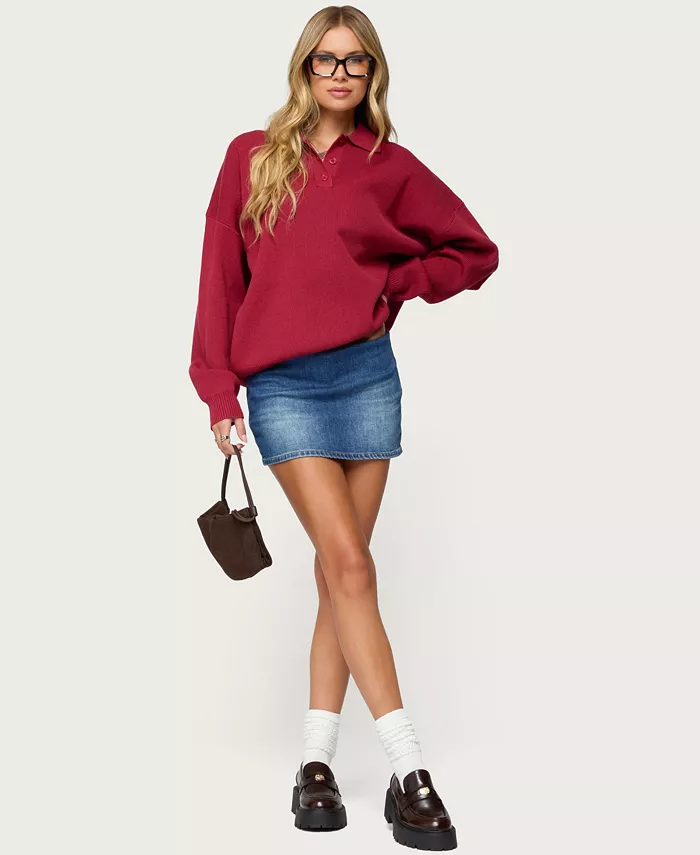 Women's Lorie Oversized Knit Polo Sweater - thumbnail 10