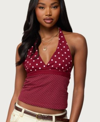 Womens Ginny Mixed Polka Dot Halter Top