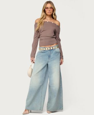 Women's Ronee Off Shoulder Button Cutout Top