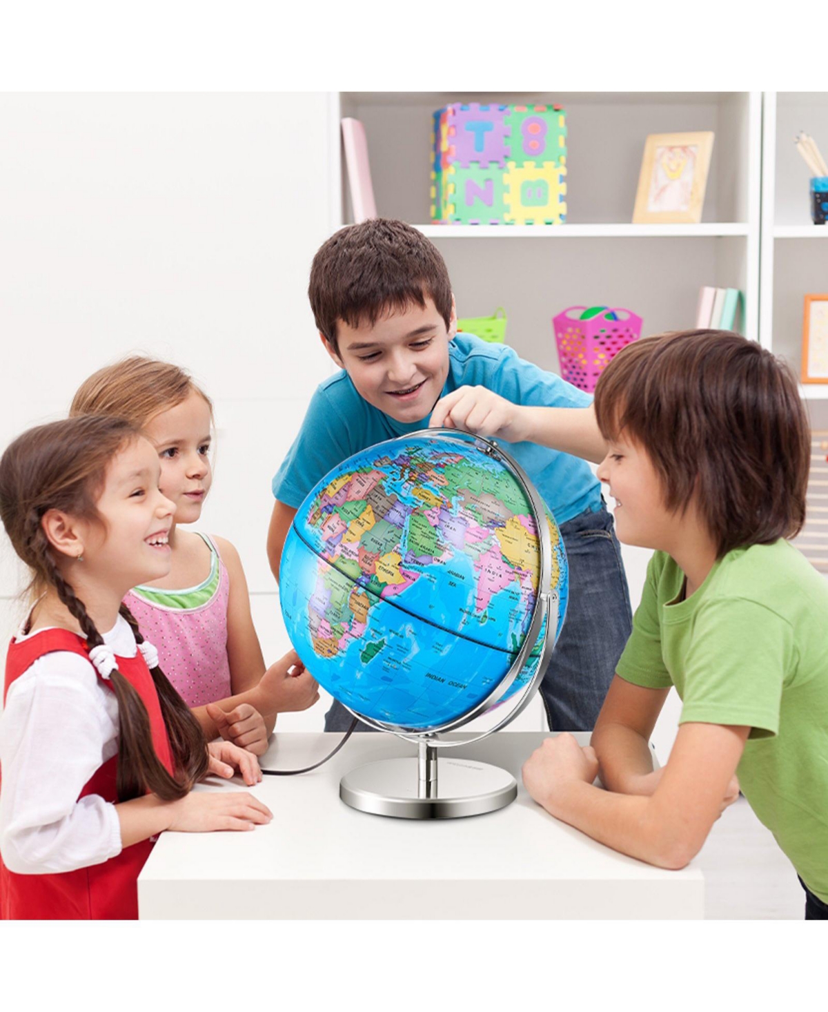 Sugift Illuminated World Globe 13" Led Light-Up Map Globe 720° Spinning