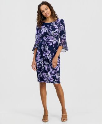 Petite Printed Side Tab Sheath Dress