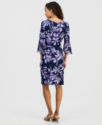 Petite Printed Side Tab Sheath Dress