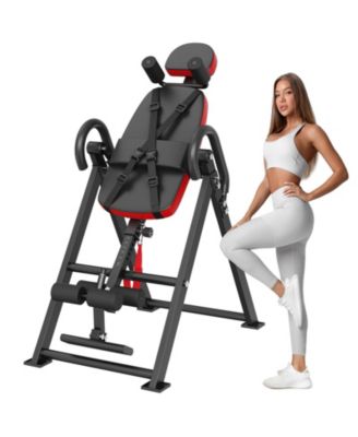 SUGFIT Heavy Duty Inversion Table 300 LB Capacity Back Stretcher with Headrest Red Black