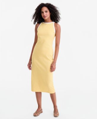 Women's Ringer-Trim Sleeveless Knit Midi Dress