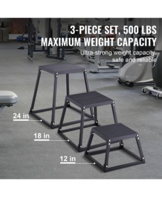 Plyo Jump Box Set 12/18/24" Agility Training Box Black