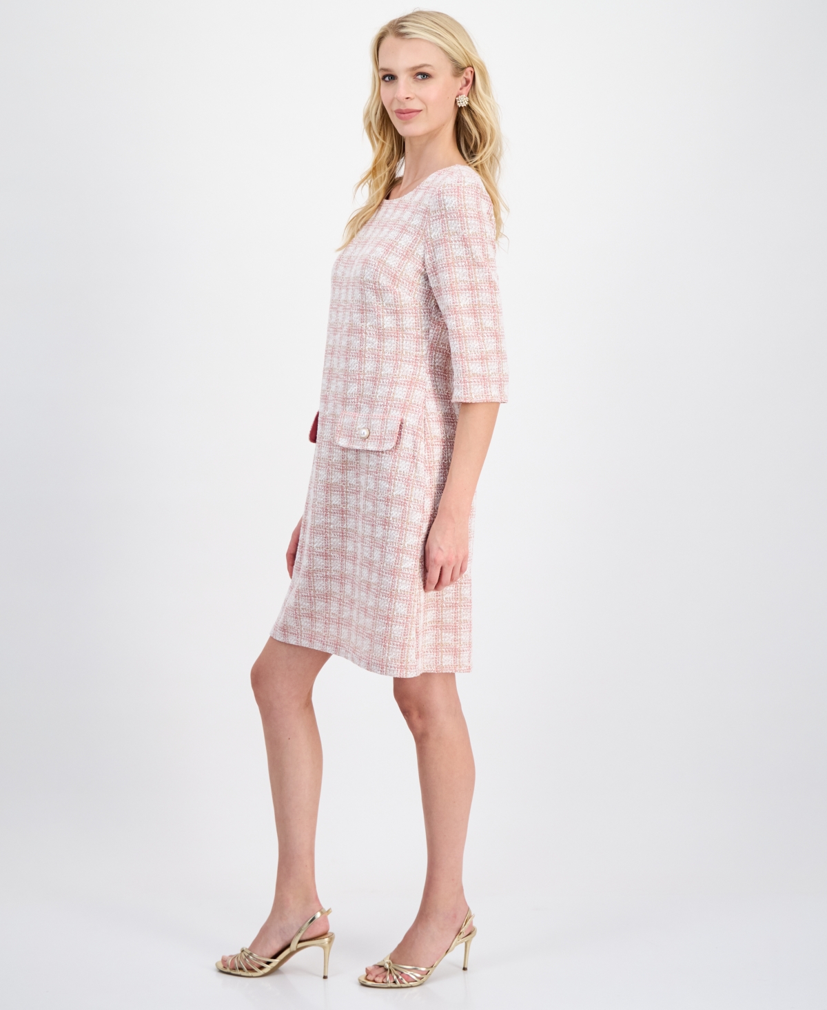 Connected Women's Boucle Tweed 3/4-Sleeve Dress