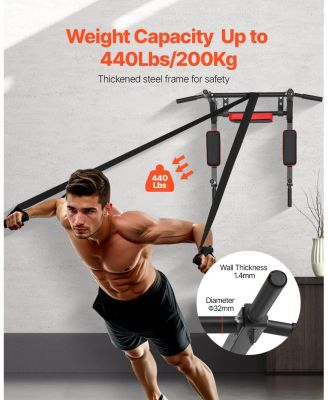 SUGFIT Wall Mounted Pull Up Bar Heavy Duty Dip and Chin-Up Station 440 LB Capacity