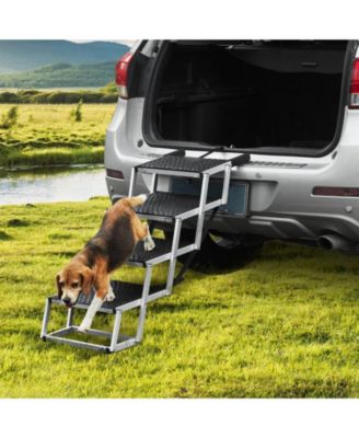 Wide 4-Step Aluminum Folding Dog Stairs for SUVs, Holds up to 150 lbs