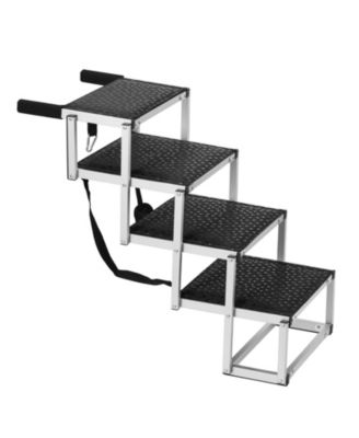 Wide 4-Step Aluminum Folding Dog Stairs for SUVs, Holds up to 150 lbs