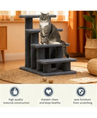 Multi-Level Cat Scratching Post with Pet Stairs for Living Room & Bedroom