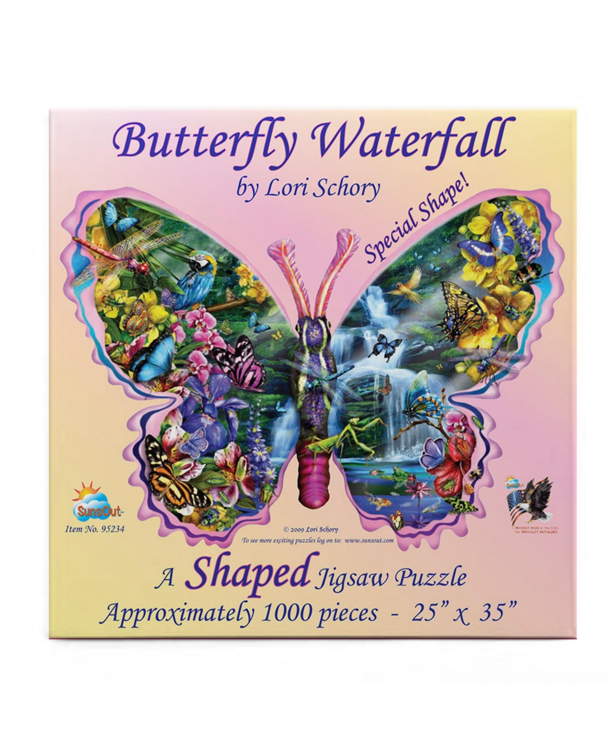 SunsOut Butterfly Waterfall 1000 piece Jigsaw Puzzle for Adults Special Shape