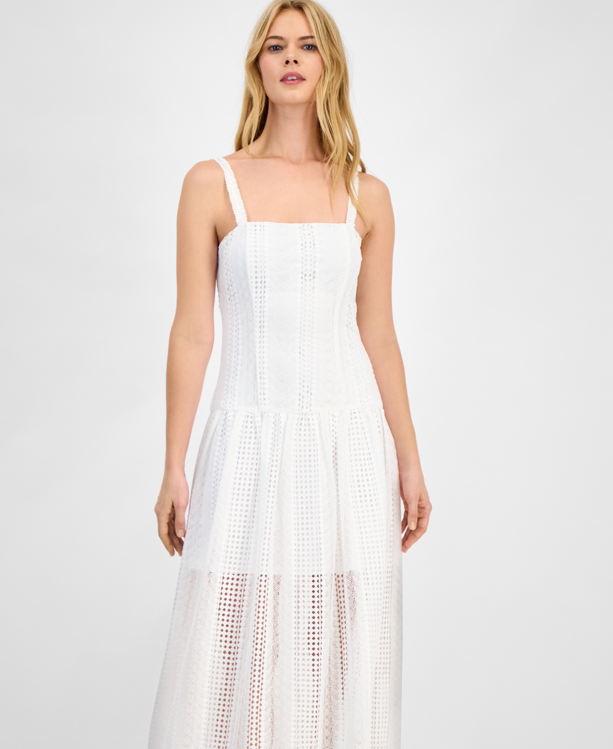 14th Place Juniors' Crochet Illusion Midi Dress