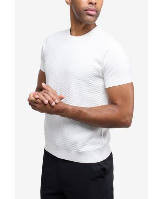 X RAY Men's Crew Rib Neck Checkered Sweater