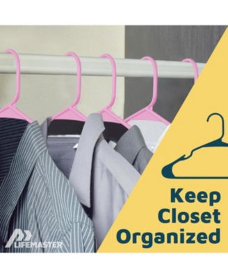  pink plastic hangers with nonslip grooves and spacesaving design, hold up to 5 lbs ideal for clothes, dresses & coats pack of 120.