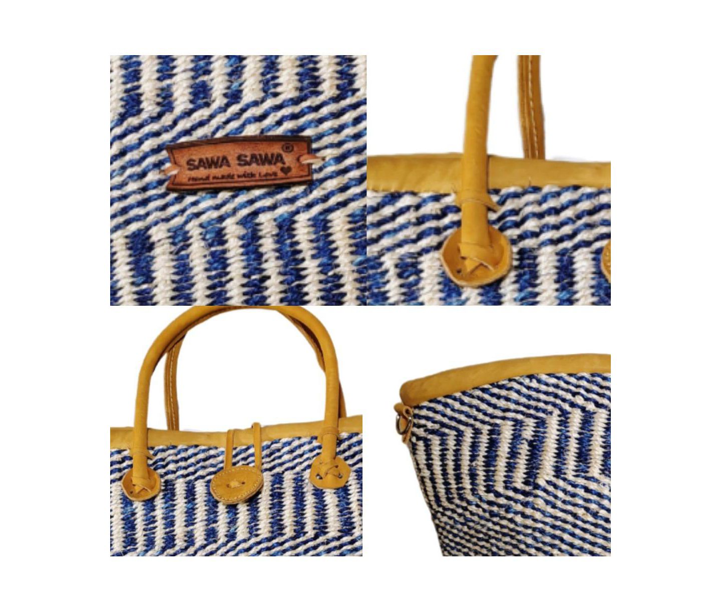 Женская сумка SAWA SAWA Ripples of Nourishment Handmade Sisal Straw Basket, цвет: Синий / Молочный — фото 6