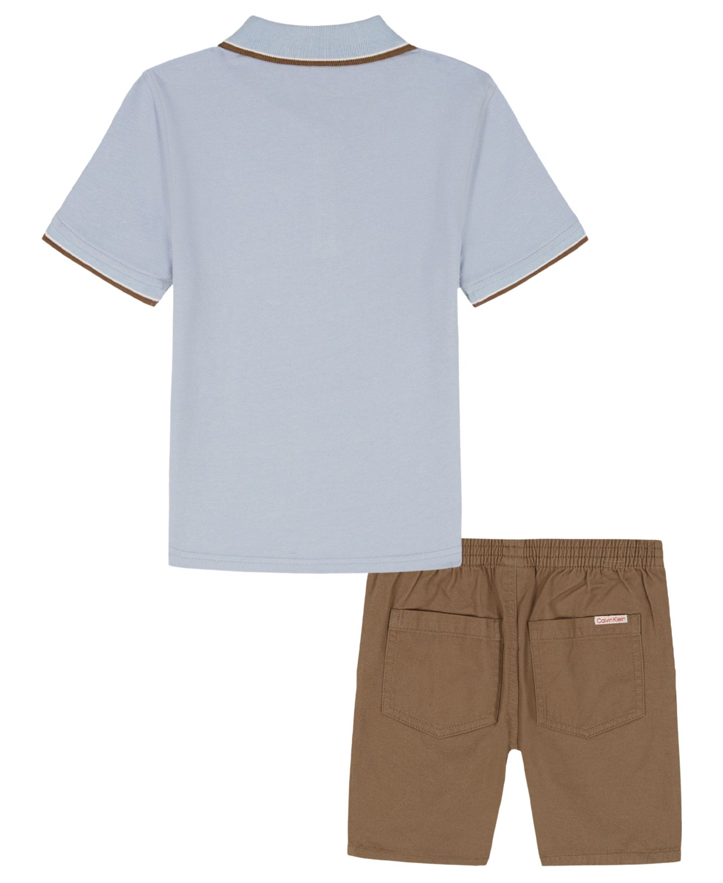 Calvin Klein Boys' 2T-7 Tipped Polo Shirt and Twill Shorts, 2-Piece Set, цвет: Мягкий шамбре — фото 2