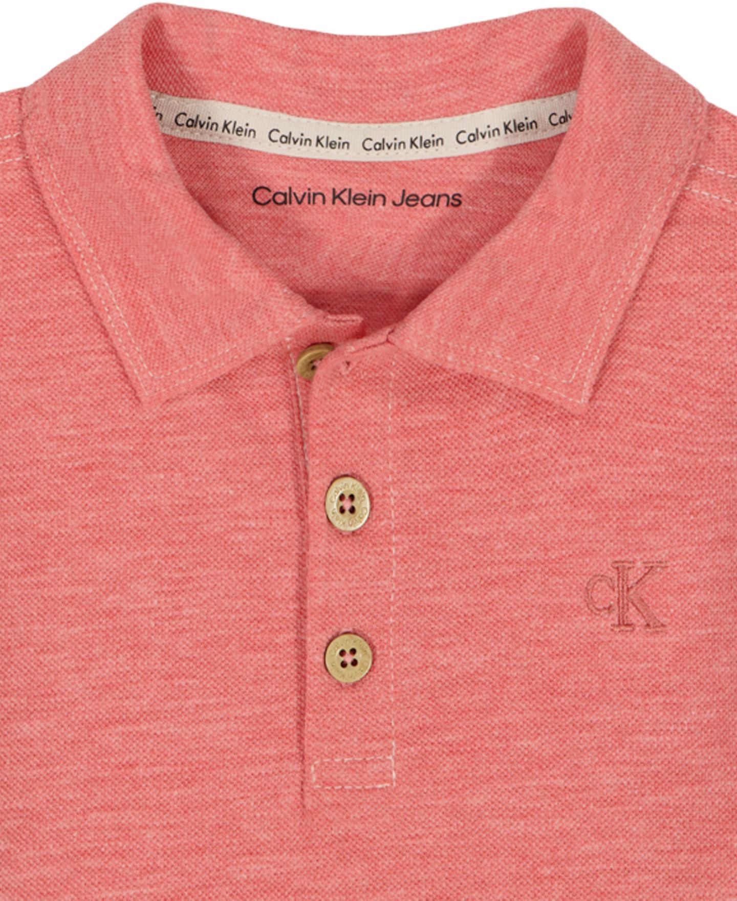 Комплект Calvin Klein Slub Pique Polo Shirt and Denim Shorts, 2-Piece Set для мальчиков, цвет: Коралловый / Натуральный джинсовый — фото 8