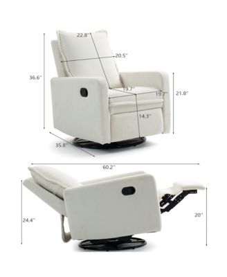 Short Plush Armchair Sofa Manual Button Recliner Chair, Camel