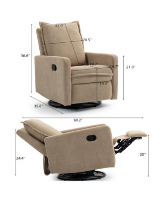 Short Plush Armchair Sofa Manual Button Recliner Chair, Camel