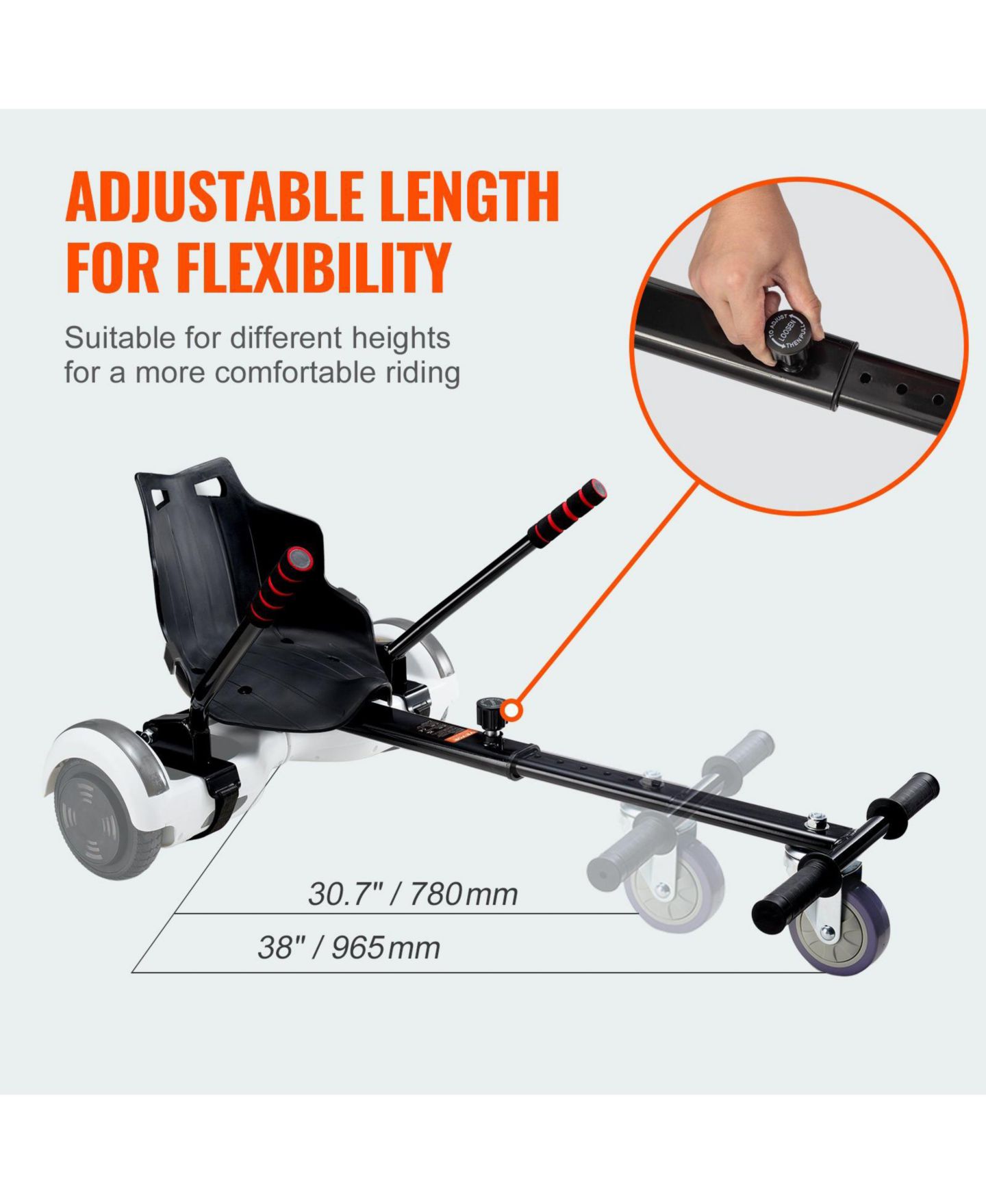 Детская игрушка Mecale Adjustable Hoverboard Seat Attachment, 220 lb Capacity, Ages 14+, цвет: Чёрный — фото 5