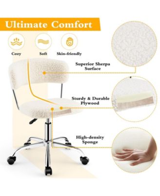 Computer Desk Chair Adjustable Sherpa Office Chair Swivel Vanity Chair