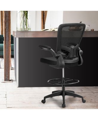 Height Adjustable Drafting Chair with Flip Up Arms for Home Office