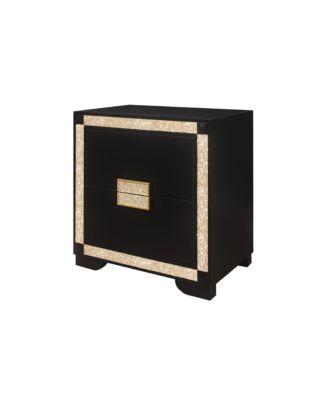 2-Drawer Nightstand with Faux Crystal Accents Bedside Table For Bedroom