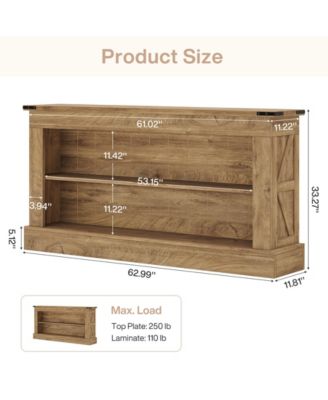 63-Inch Long Console Table for Entryway, Narrow Farmhouse Sofa Table with Shelves