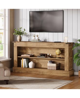 63-Inch Long Console Table for Entryway, Narrow Farmhouse Sofa Table with Shelves