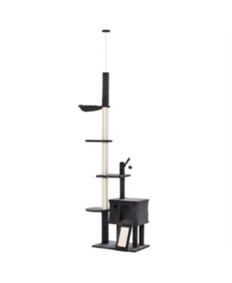 106" Huge Cat Tree with Scratching Post in Dark Grey