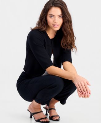 Petite Open-Front 3/4-Sleeve Jersey Shrug