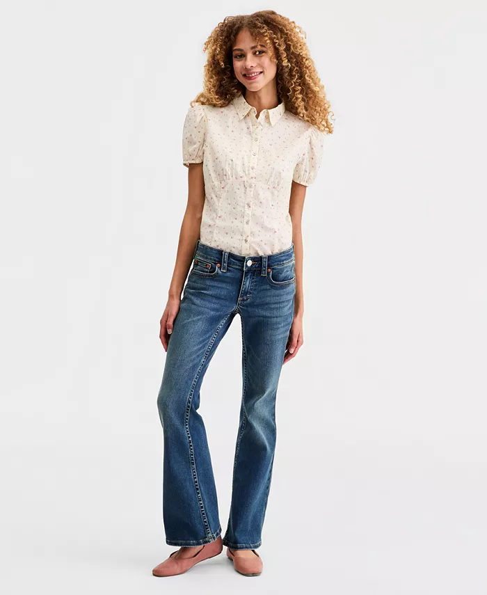 Women's Low Rise Flap-Pocket Flared Jeans - thumbnail 8
