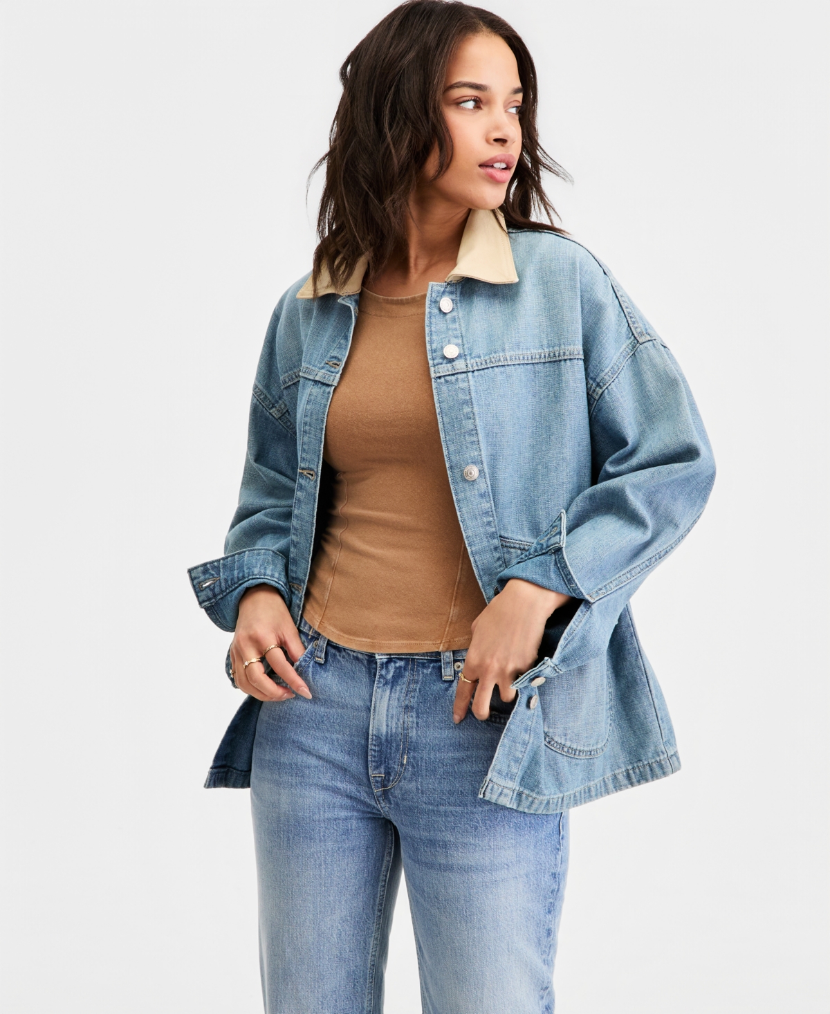 Free People Women's Lemon Oversized Denim Jacket
