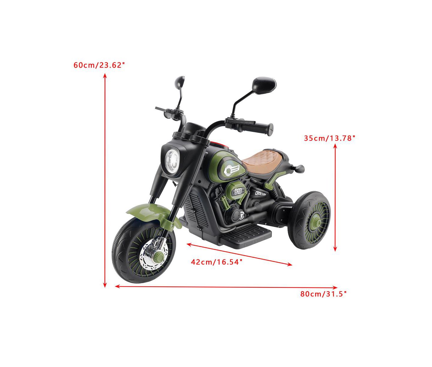 Детская игрушка Bruce & Shark 6V 3-Wheel Electric Ride-On Motorcycle with Lights & Music, 60 lb. Capacity, Ages 1-3, цвет: Зелёный — фото 9
