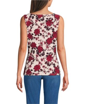 Women's Sleeveless Silky Knit Drape Front Top