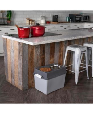 USA Elevated Dog Bowls, Airtight Pet Food Storage, Dark Gray
