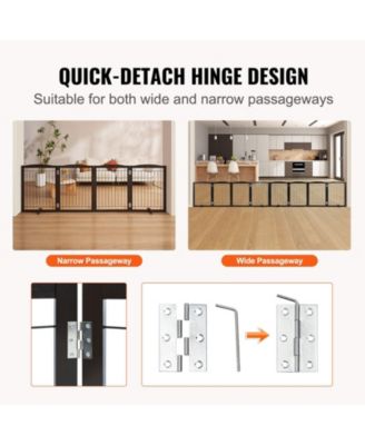 4-Panel Foldable Freestanding Pet Gate, 96.5" W x 32" H