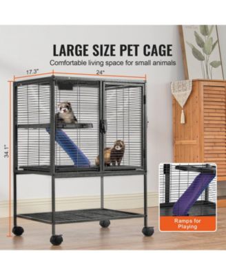 34" 2-Tier Rolling Small Animal Cage with Tray