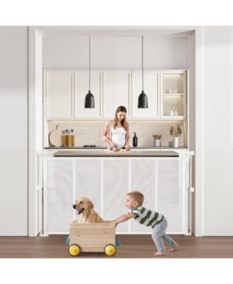 Retractable Mesh Safety Gate, Extends up to 55", White