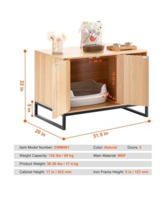 Wooden Cat Litter Box Enclosure with Metal Legs