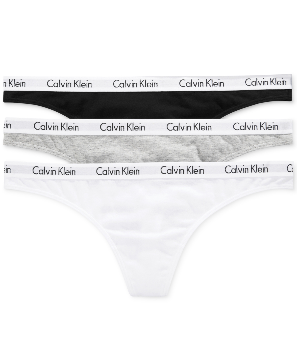 Calvin Klein Carousel Cotton 3-Pack Thong Underwear  -White/Grey Heather