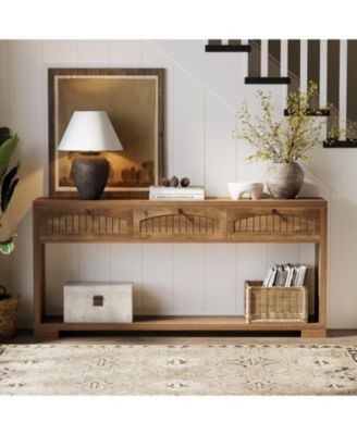 70.8-Inch Long Console Table with 3 Drawers, Farmhouse Narrow Entryway Table & Sofa Table